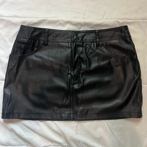Black Faux Leather Mini Skirt